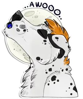 🐶 d702a378 AWOOO cat, animal, howling, moon, pet, cute, sticker telegram sticker