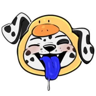 🦆 f6a86573 dog, animal, cartoon, cute, funny, tongue, dalmatian, yellow telegram sticker