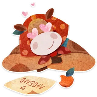 😍 0aa0d147 ЛЮБОВЬ Tier, Kuh, Liebe, Herz, Süß, Cartoon whatsapp sticker