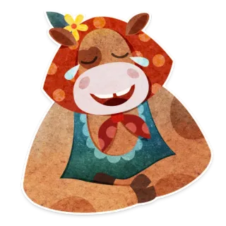 🤣 39f4e3e4 Kuh, Tier, Cartoon, Lachen, Süß, Glücklich whatsapp sticker