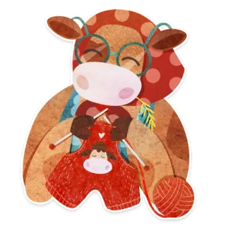 🏡 5f9dcb25 Kuh, Stricken, Tier, Niedlich, Pullover, Garn, Handwerk, Illustration whatsapp sticker