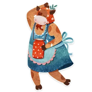 💃 afee2f9f Kuh, Nutztier, Schürze, Glas, Rustikal, Süß whatsapp sticker