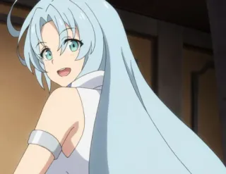 😄 3cdf4c43 anime, gadis, rambut biru muda, senyum telegram sticker