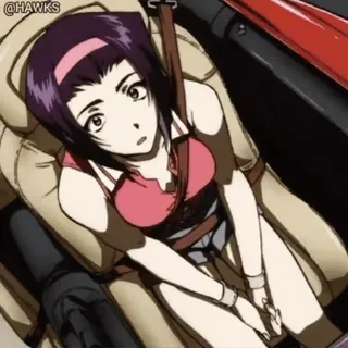 😯 3d4e96d6 Faye Valentine Cowboy Bebop аниме, мультфильм, женщина, девушка, космос telegram sticker