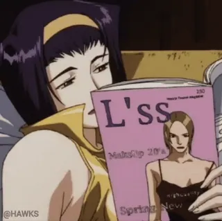 😒 53bee627 Faye Valentine Cowboy Bebop L'ss Аниме, Журнал, Чтение, Девушка, Фэй Валентайн telegram sticker