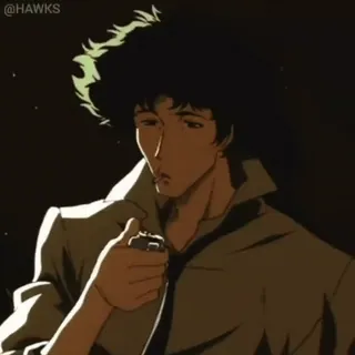 🚬 e9f2dd5b Spike Spiegel Cowboy Bebop Аниме, Курение, Круто, Охотник за головами, Космос telegram sticker