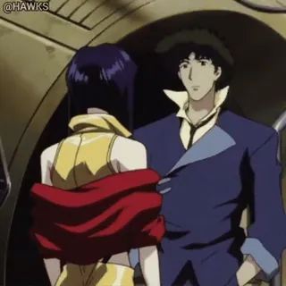 🤨 f9a5e6c0 Spike Spiegel Cowboy Bebop Аниме, Ковбой Бибоп, Спайк Spiegel, Фэй Валентайн telegram sticker