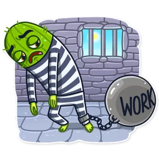 😔 650d8bbf WORK tahanan, kaktus, rantai, penjara, sedih, kerja telegram sticker
