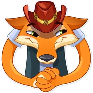 ⚪️ 02ff0467 fuchs, tier, cartoon, hut, cowboy, western telegram sticker
