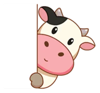 🙂 44c9cf7f vaca, animal, desenho animado, adesivo, branco, rosa, fazenda telegram sticker