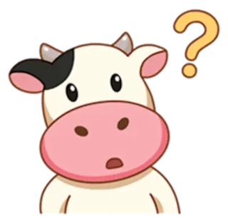 ❓ d977f504 vaca, ponto de interrogação, confuso, animal, desenho animado, adesivo, fofo telegram sticker