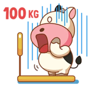 😵 f9f0b950 100 KG vaca, peso, balança, desenho animado, engraçado, animal telegram sticker