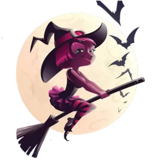 🧙‍♀ 4c34d413 마녀, 할로윈, 박쥐, 달, 마법, 빗자루 telegram sticker