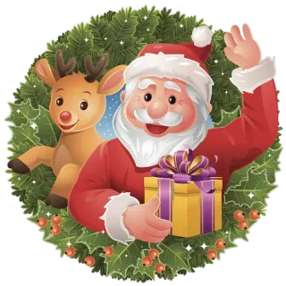 🎅 6934134e Santa Claus 크리스마스, 산타, 순록, 루돌프, 휴일, 겨울, 선물 telegram sticker