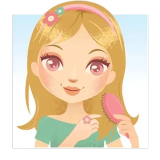 💇‍♀ d7cf753a 소녀, 머리 빗질, 머리카락, 분홍색, 금발 telegram sticker