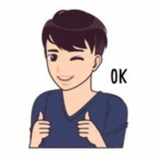 😉 3e230fd6 OK ok, pouce levé, clin d'oeil, positif, accord, approbation whatsapp sticker