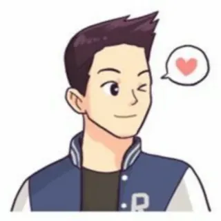 😉 57651c3b Dessin animé, Anime, Coeur, Amour, Clin d'oeil, Mignon, Garçon, Portrait whatsapp sticker