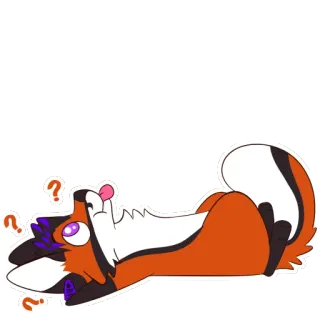 🌈 17afd6dc 여우, 만화, 동물, 물음표, 누워있는 telegram sticker