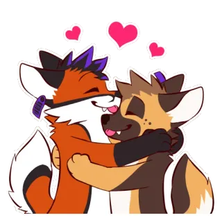 🌈 3bd97c60 퍼리, 여우, 개, 포옹, 하트, 사랑, 만화, 귀여운 telegram sticker