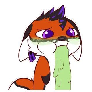 🌈 542c4d90 여우, 구토, 아픈, 만화, 동물, 가상 캐릭터, 디지털 아트 telegram sticker