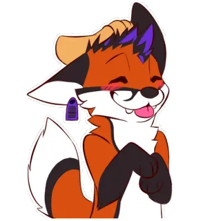 🌈 56590385 여우, 동물, 만화, 안경, 캐릭터, 웃는, 털 telegram sticker