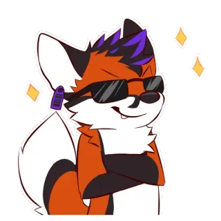 🦊 9b9cbe65 여우, 멋짐, 선글라스, 털복숭이, 만화, 동물 telegram sticker