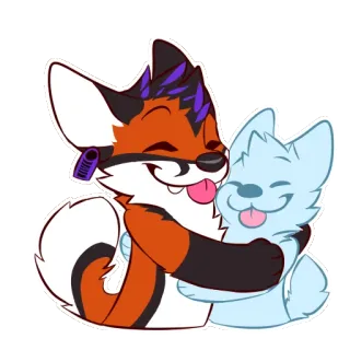 🌈 c64afd6d 퍼리, 여우, 늑대, 귀여운, 포옹, 동물, 만화 telegram sticker