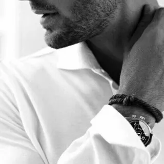 🕳 1b3fa0cd 男人, 白衬衫, 手表, 手链, 胡子, 时尚 telegram sticker