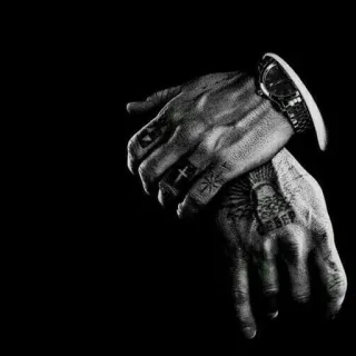 🕳 28421707 手, 纹身, 手表, 黑白 telegram sticker