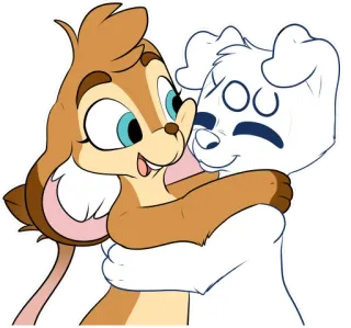 🤗 32902aa0 Kreskówka, Zwierzę, Uścisk, Słodki, Przyjaźń telegram sticker