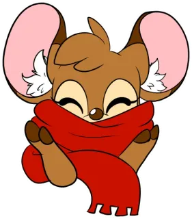 ❄ 4ab9f30f Kreskówka, Jeleń, Uroczy, Szalik, Zwierzę, Ciepły, Zima telegram sticker