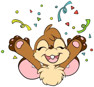 🎉 54bd43fd Kreskówka, Święto, Uroczy, Szczęśliwy, Wiewiórka pręgowana, Konfetti telegram sticker