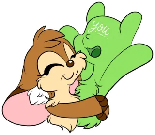 ❤ 554d1299 you Kreskówka, Słodki, Królik, Zwierzę, Przytulanie, Przyjaźń telegram sticker