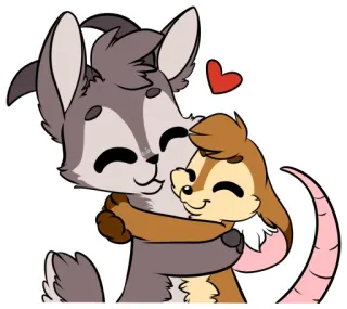 🤗 696f8472 Kreskówka, Zwierzęta, Słodkie, Miłość, Serce, Przytulanie, Przyjaźń telegram sticker