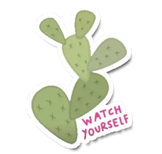 🌵 374671e5 WATCH YOURSELF cactus, plant, watch yourself, warning, prickly, desert, sticker telegram sticker