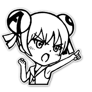 😤 b46fd89c Anime, Chica, Señalando, Dibujo animado, Ilustración, Pegatina telegram sticker