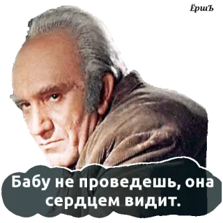 ☝ a19a907f Бабу не проведешь, она сердцем видит. telegram sticker