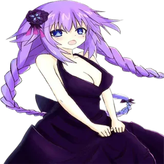🙃 0ffbad99 anime, ragazza, capelli viola, vestito, cartone animato telegram sticker