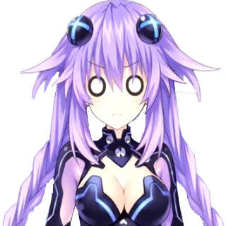 😳 6c2b5dfb Neptune Hyperdimension Neptunia anime, cartone animato, videogioco, capelli viola, sorpreso telegram sticker