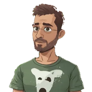 🤦 22c8baee man, bril, t-shirt, hond, cartoon, baard, portret telegram sticker