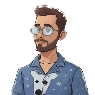 😴 6d0bfa9c man, bril, portret, cartoon, pyjama telegram sticker