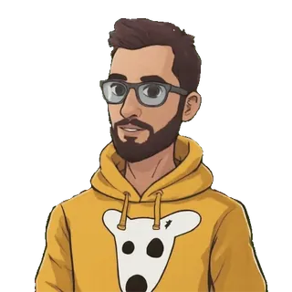 🤩 9fdab5a0 Cartoon, Man, Bril, Hoodie, Portret telegram sticker