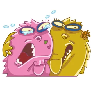 😫 410e120b monstres, pleurs, triste, dessin animé, émotions, autocollant whatsapp sticker