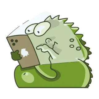 📲 65ec4005 iguane, dessin animé, animal, lézard, vert, numérique whatsapp sticker