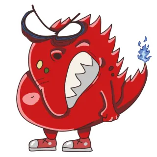 😡 85f387f7 monstre rouge, en colère, dessin animé, créature, personnage whatsapp sticker