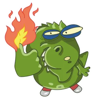 👍 9975d025 dinosaure, doigt d'honneur, feu, dessin animé, offensant whatsapp sticker