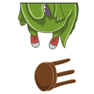 😵 ff60e199 monstre, tabouret, vert, dessin animé, illustration whatsapp sticker