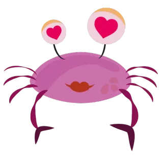 😘 488e76fa caranguejo, fofo, amor, desenho animado, animal, criatura marinha, corações telegram sticker