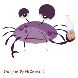 🍻 78f9b427 caranguejo, desenho animado, garrafa, bebida, oceano, mar, animal telegram sticker