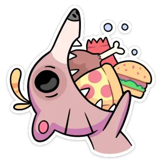 🍔 93c1c628 shark, food, pizza, burger, hungry, cartoon, sticker, animal whatsapp sticker
